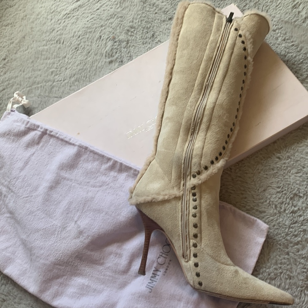 Jimmy Choo Natural Shearling Boots - Picture 8 of 12